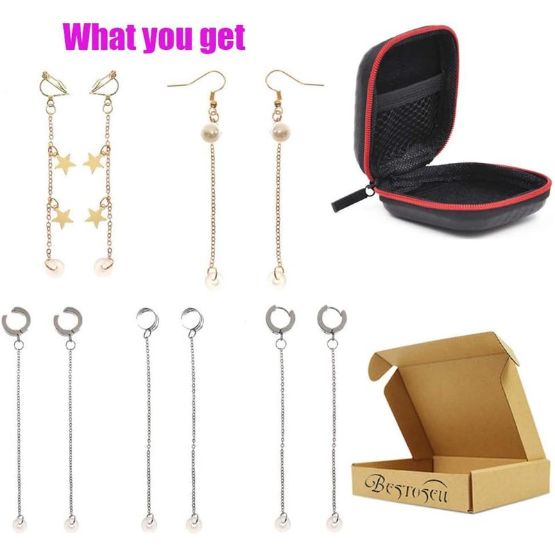 Laugwey Anti-Lost Earring Hook for Airpods, 5 Pairs Earring Accessory, Stainless Steel Clip-On Earrings, Suitable for Hiking/Jogging/Working/Running/Gym, Ultra-Light - Nickel Free - Image 4